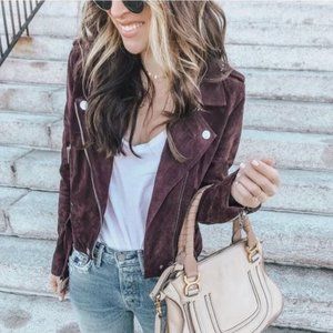 Blank NYC Suede Moto Jacket in Burgundy